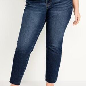 High Waisted Button-Fly OG Straight Ankle Jeans Old Navy Cut off Hem Size 24